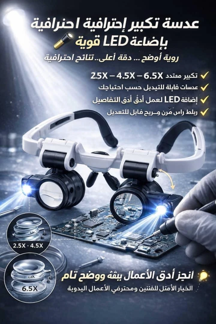 نظارة مكبرة بإضاءة LED لأعمال الصيانة