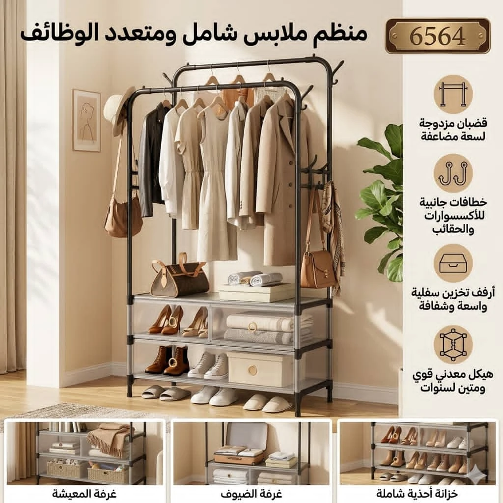 شماعه ملابس جهتين معا رفوف احذيه مغلقه*